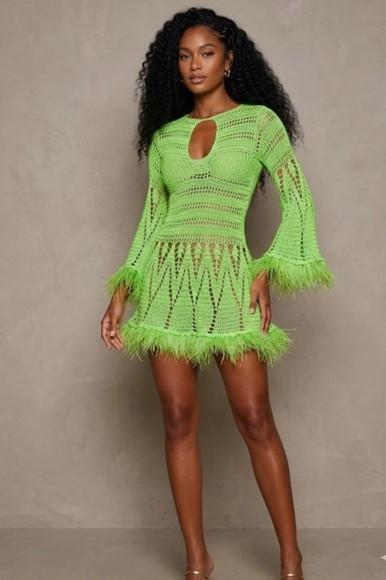 Vestido Crochê Plumas