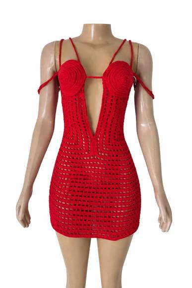 Vestido Crochê Vermelho