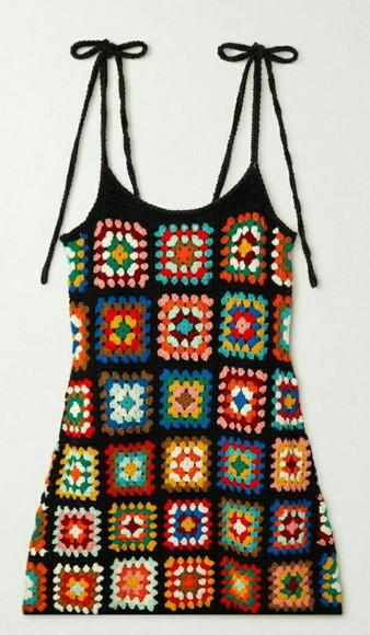 Vestido Curto Squares Crochê