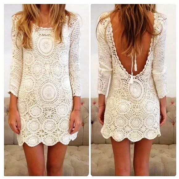 Vestido de Crochê Off White