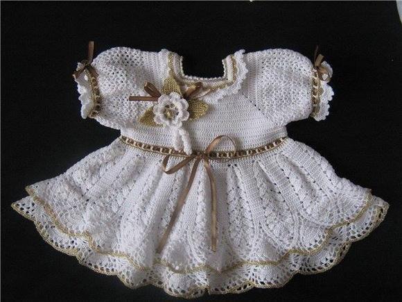 Vestido Infantil de Croche para Batizado