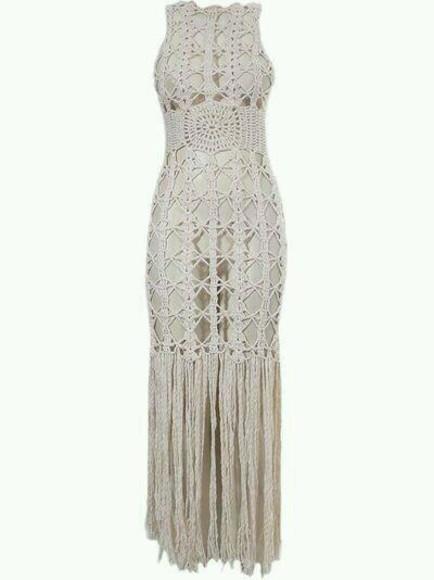 Vestido Noiva Crochê Adulto Franjas
