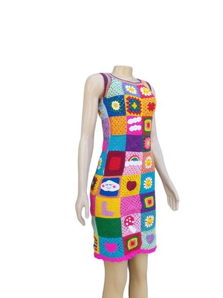 Vestido Squares Crochê Adulto