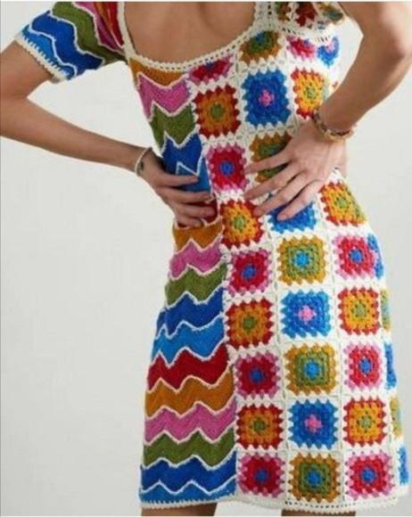 Vestido Squares Crochê Adulto