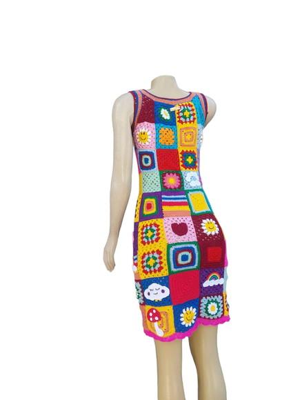Vestido Squares Crochê Adulto