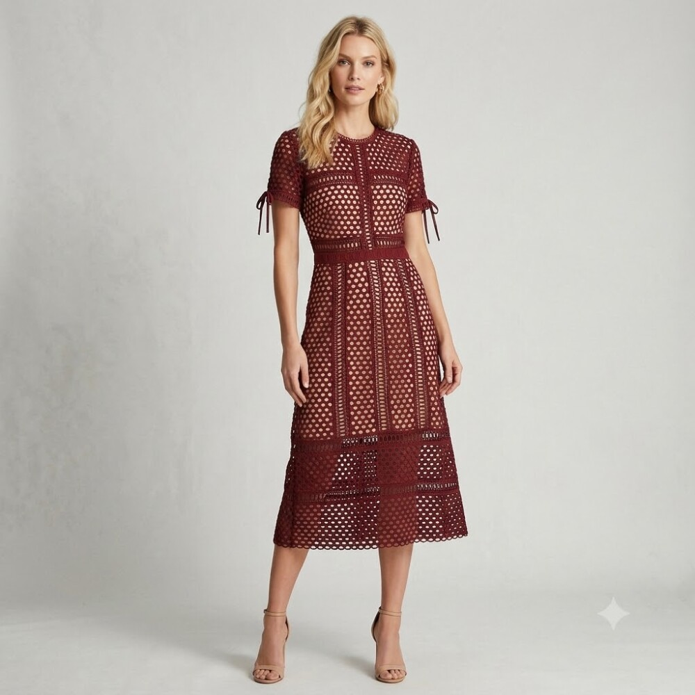 Vestido Vermelho Crochê Adulto