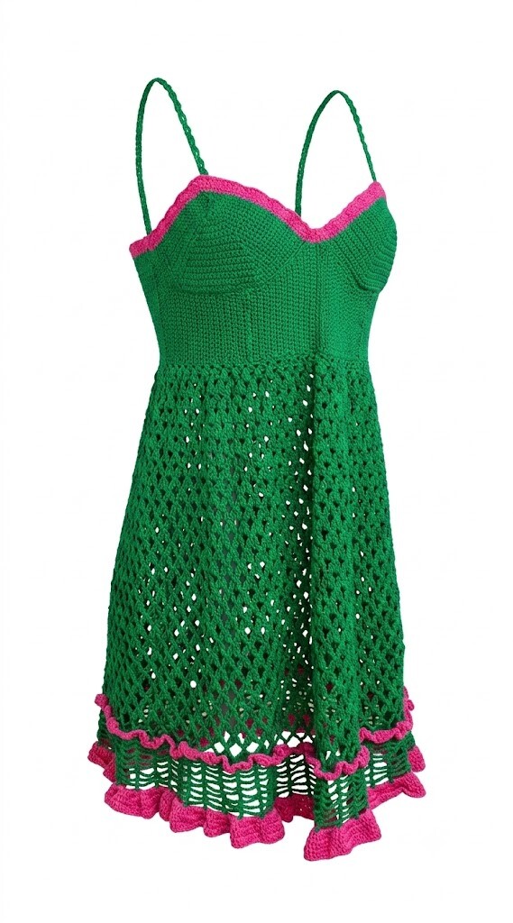 Vestido Crochê Verde Bandeira