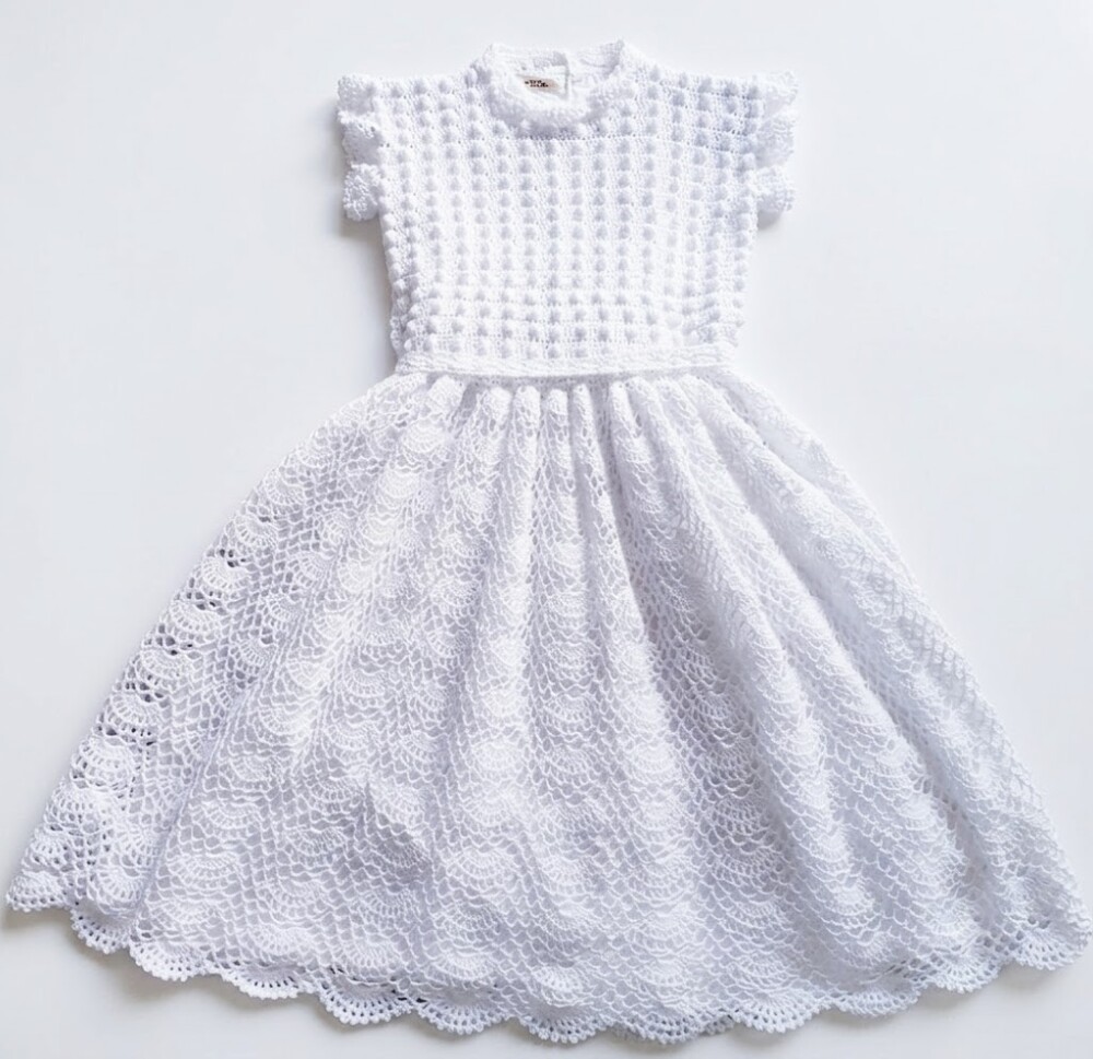 Vestido Infantil de Croche batizado daminha de honra