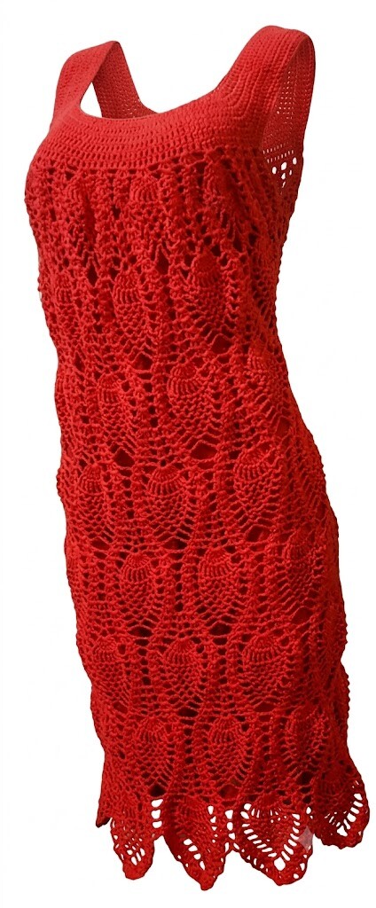 Vestido De Croche Vermelho sem mangas