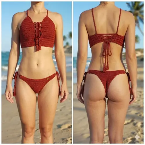 Biquini Croche Com Cropped