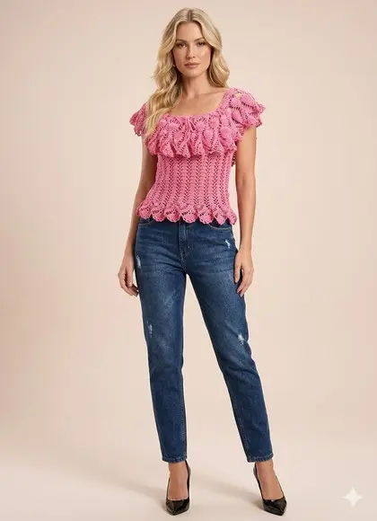 Blusa Ciganinha Crochê