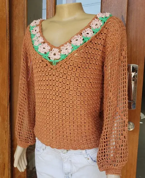 Blusa Croche Flores