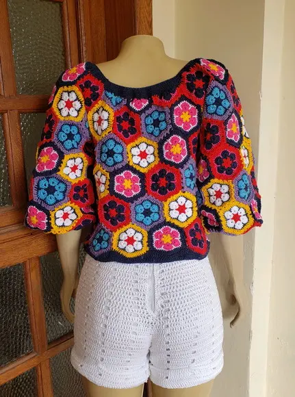 Blusa Croche Squares