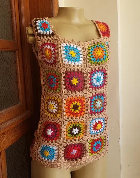 Blusa Croche Squares