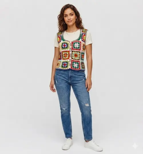 Blusa Croche Squares