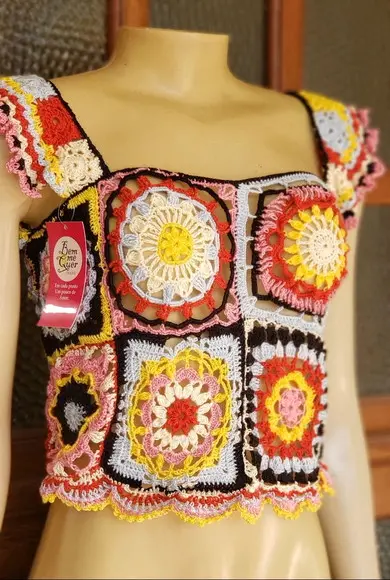 Blusa Croche Squares