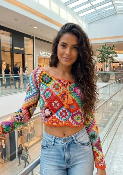 Blusa Croche Squares