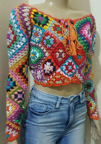Blusa Croche Squares