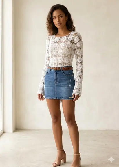 Blusa De Croche Com Manga