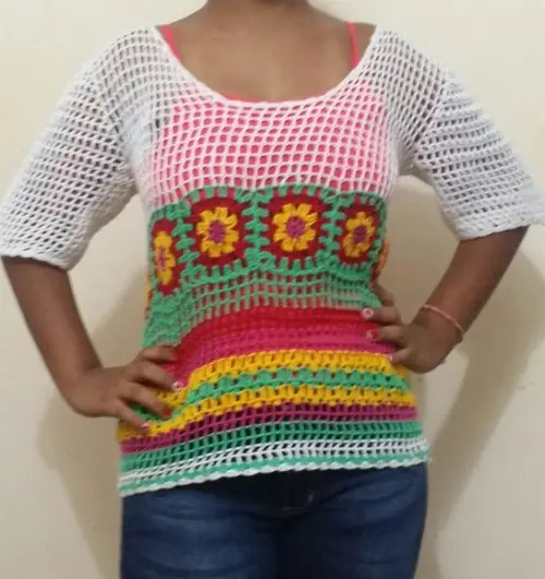 Blusa de Croche Squares