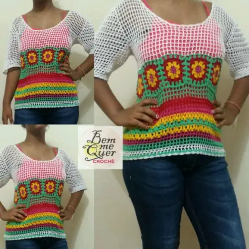 Blusa de Croche Squares