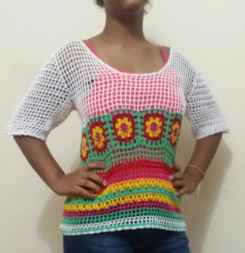 Blusa de Croche Squares