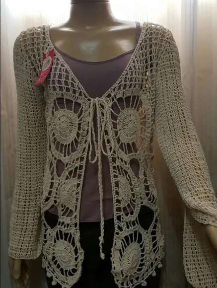 Cardigan / Casaco Crochê Manga Longa