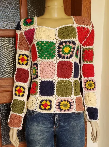 Casaco de Croche Squares
