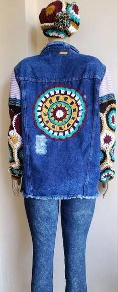 Casaco Jeans Crochê