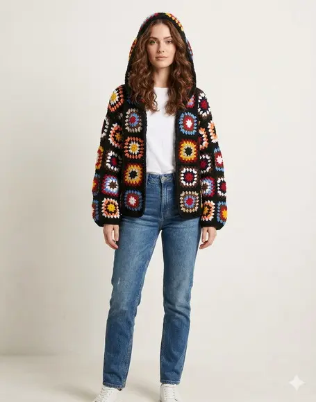 Casaco Kimono Crochê Manga Long