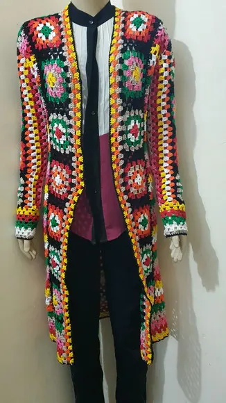 Casaco/cardigan/kimono Crochê Manga Long