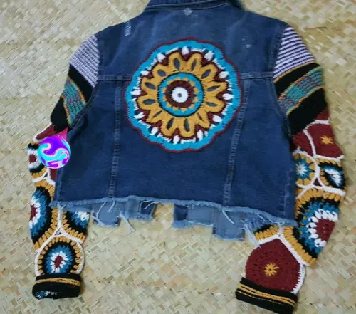 Casaco Jeans Crochê