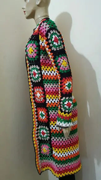 Casaco/cardigan/kimono Crochê Manga Long