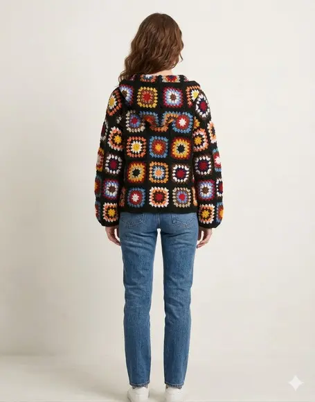 Casaco Kimono Crochê Manga Long