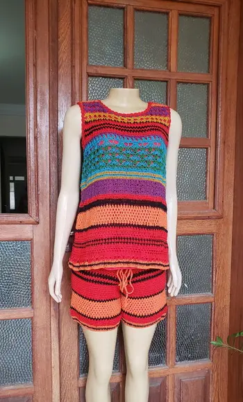Conjunto Bata E Short De Crochê