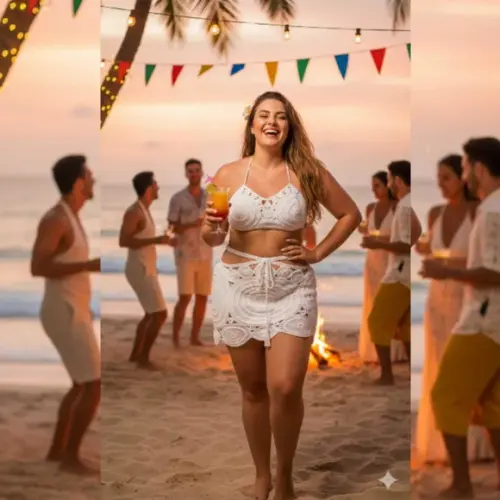 Conjunto Saia e Top Crochê Plus Size