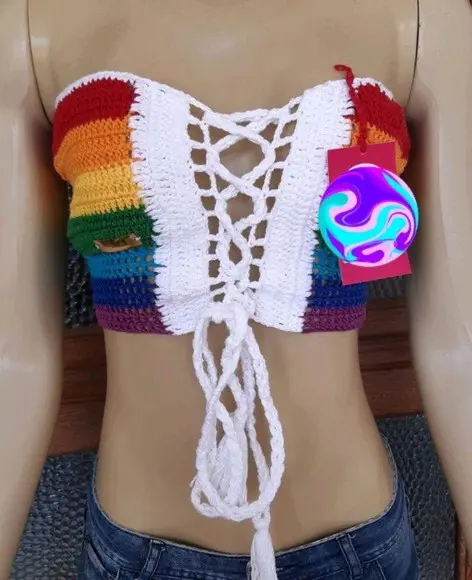 Cropped Bandeira Gay Croche
