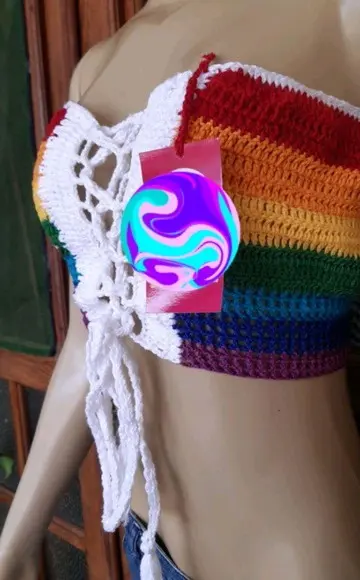 Cropped Bandeira Gay Croche
