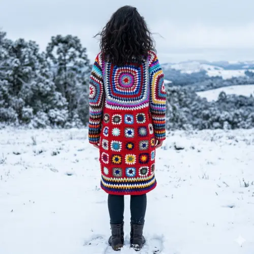 Kimono / Casaco De Croche Manga Longa