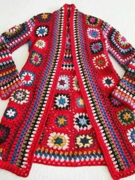 Kimono Casaco de Croche Manga Longa