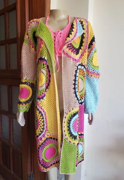 Kimono de Croche Manga Longa