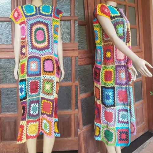 Kimono Granny Squares Crochê