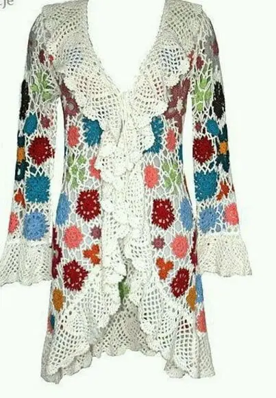 Kimono/casaco de Croche Manga Longa