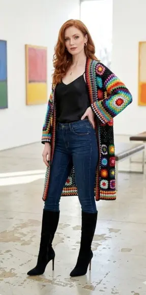 Kimono/casaco de Croche Manga Longa
