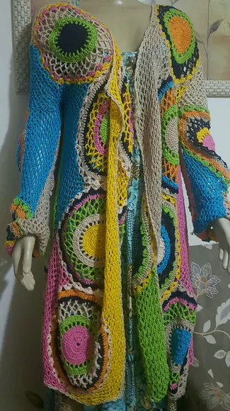 Kimono/casaco de Croche Manga Longa
