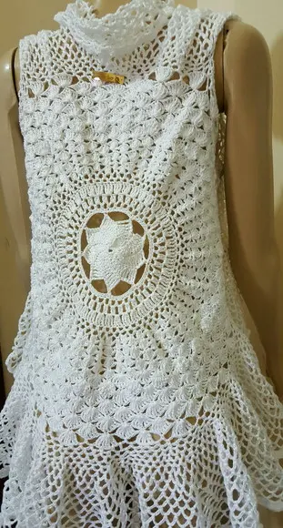Kimono/colete Mandala Crochê