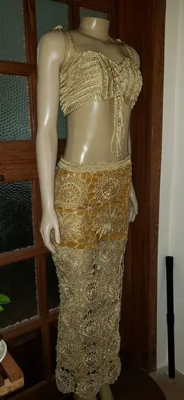 Saia e Cropped em Croche