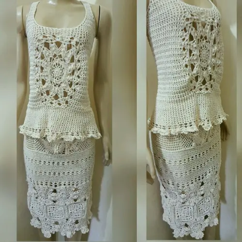 Saia E Blusa Em Croche