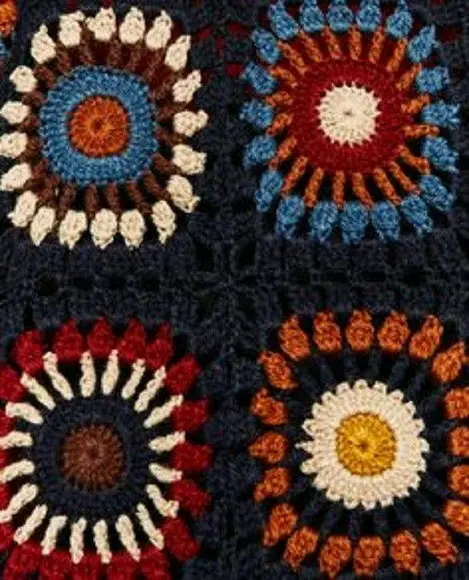 Sobretudo Kimono Squares Crochê