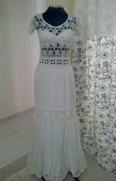 Vestido Branco Crochê Adulto